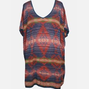 Ralph Lauren Denim & Supply Poncho, Southwest Aztec Sweater Knit, Size Medium